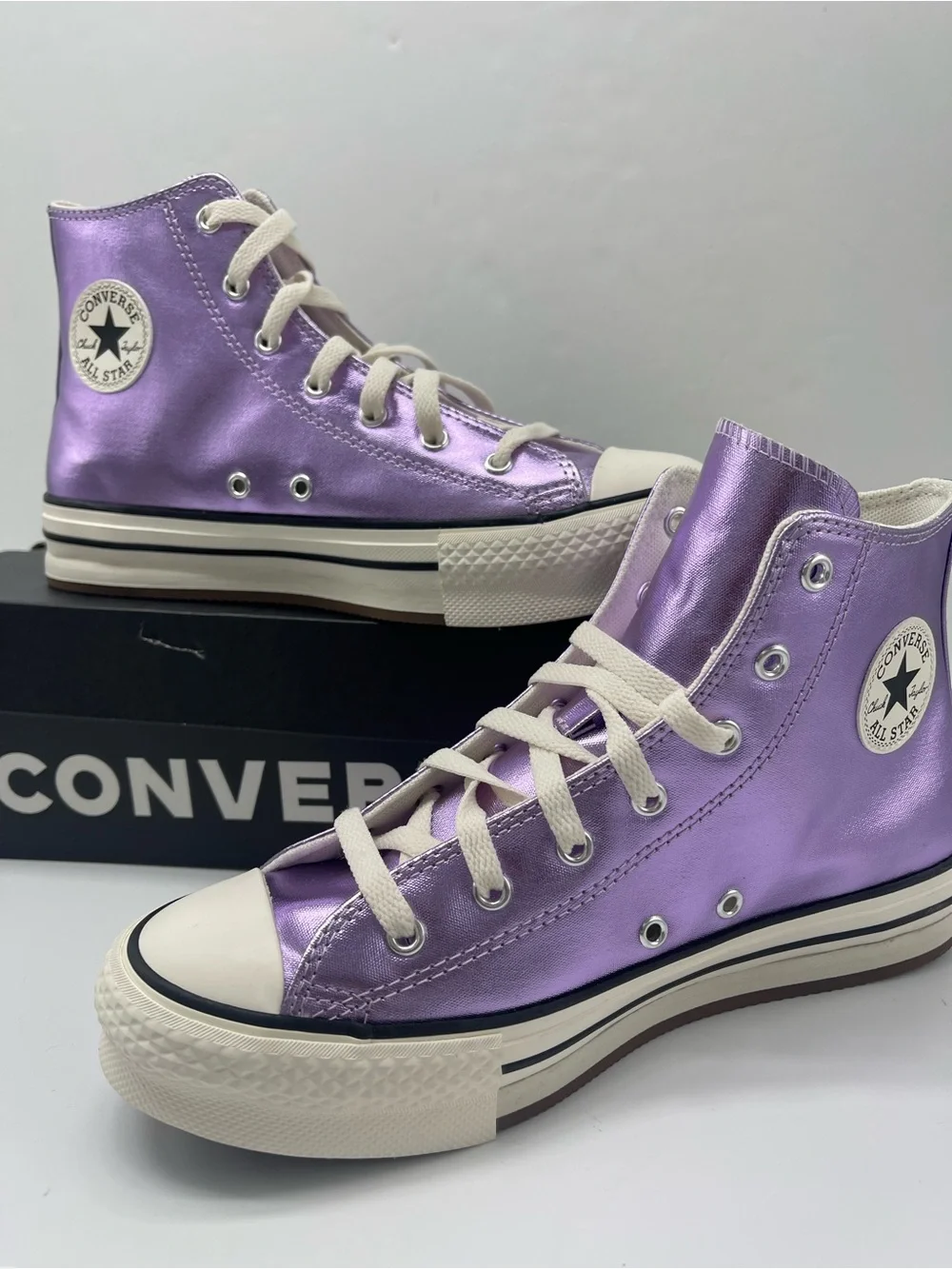 Converse CTAS EVA LIFT HI PURPLE/EGRET/BLACK A13449C Platform Sneakers